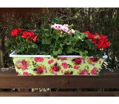 House2Home Plastik 5 Adet 60Cm Güllü Balkon Cam Önü Saksı