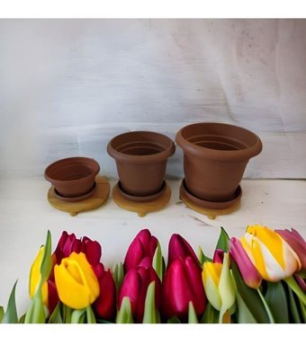 Bahat Plastik Çam Ağacı Saksı 6 Adet Ahşap