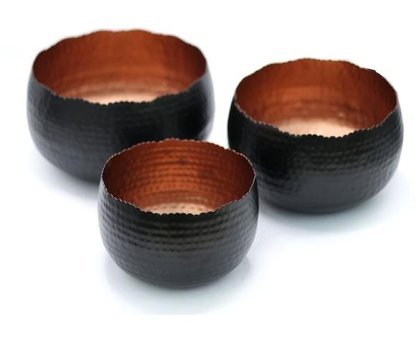 Greenmall Ignis Metal Küçük Boy Saksı Bronz Siyah