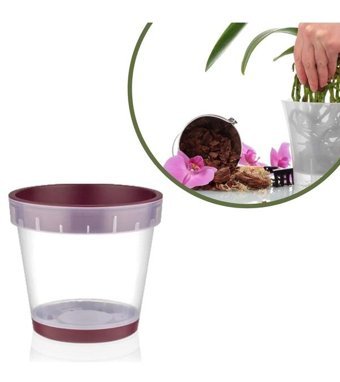 Buffer Plastik 23 lt Kapasiteli Alt Tabaklı Orkide Çiçek Saksı Beyaz