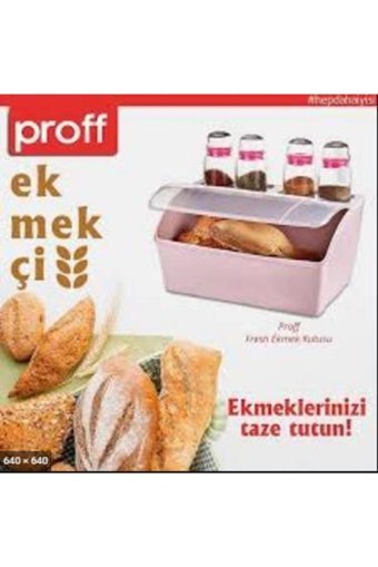 Proff Kapaklı Pembe Ekmek Kutusu