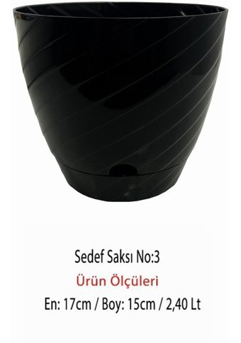 Montesev 2.4 lt Sedef Çiçek Saksı Siyah