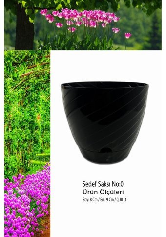 Montesev Sedef Çiçek 0.30 lt Saksı Siyah