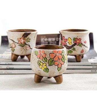 Florada 3 Adet Retro Saksı Seti Dekoratif Kaktüs ve Sukulent Set