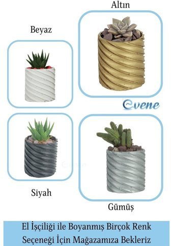 Evene Kaktüs Dekoratif Model Saksı Altın Eskitme