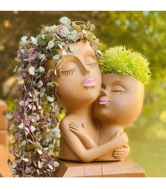 Florada Yeni Kucaklaşmış Anne Çocuk Dekoratif Sukulent Saksı