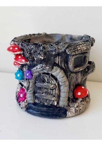 Florada Dekoratif 7 Cüceler Evi Orta Boy Beton Doğal Retro Boyalı Saksı Çok Renkli