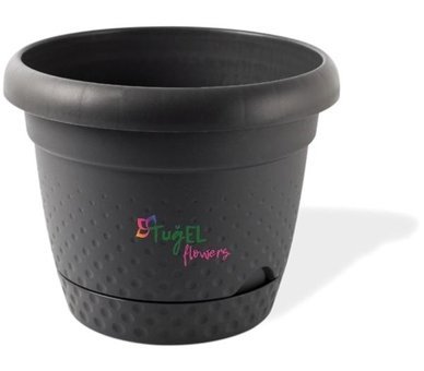 Tuğel Flowers Inci Saksı No:2 Plastik Saksı Antrasit 2.2 lt