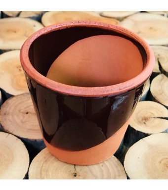Özen Çiçekçilik Oval Sırlı Desenli Model Kaktüs Sukulent Için Uyumlu Çömlek Saksı Bordo
