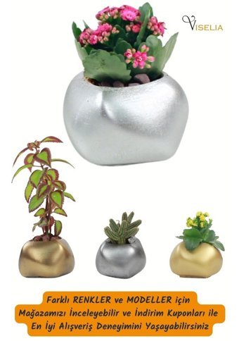 Evene Dekoratif Küçük Spiral Model Saksı Gümüş