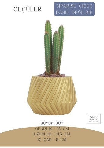 Evene Büyük Boy Dişli Model Çiçek Saksı Altın