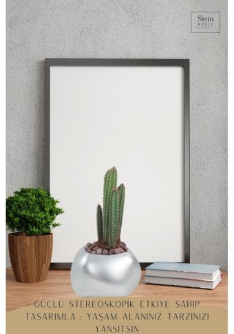 Evene Çiçek Dekoratif Kaktüs Spiral Oval Model Saksı Gümüş