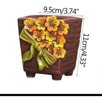 Florada Yeni Dekoratif Retro Eskitme 3 Adet Sukulent ve Kaktüs Saksı Çok Renkli