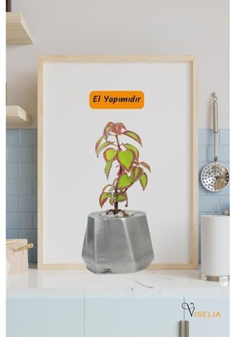 Evene Dekoratif Saksı Küçük Kalın Çizgili Model Saksı Gümüş Eskitme