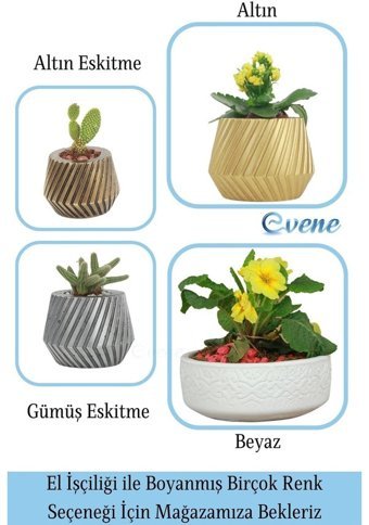 Evene Beton Büyük Boy Çiçek Saksı Beyaz