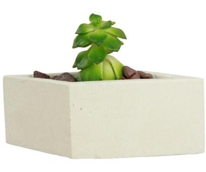 Evene Dekoratif Minik Kaktüs Dörtgen Model Saksı Beyaz