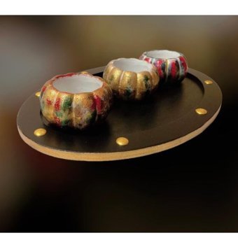 1001Fidan Polyester Sukulentlik 3 Adet set + mdf altlık