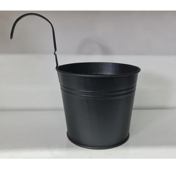 Feronya Metal Kulplu Balkon Saksısı Siyah