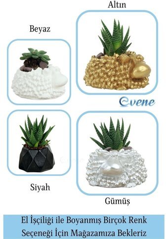 Evene Mini Çiçek Küçük Sukulent Kaktüs Sevimli Koyun Model Saksı Gümüş