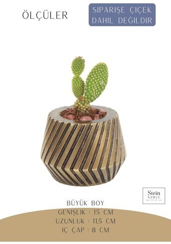 Evene Büyük Boy Dişli Model Saksı Altın Eskitme