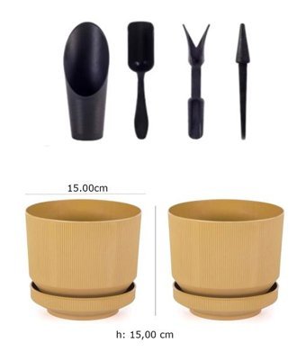 Minia Bahçe Plastik Dekoratif 2 Adet Hardal ve Kaktüs Ekim Saksısı