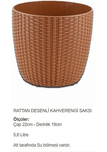 Montesev Rattan Çiçek 5.6 lt Saksı Kiremit Rengi