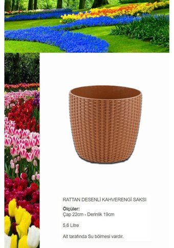 Montesev Rattan Çiçek 5.6 lt Saksı Kiremit Rengi