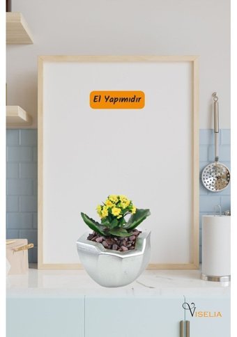 Evene Dekoratif Küçük Önü Açık Model Saksı Gümüş