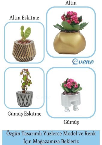 Evene Beton Uzun Model 1 Saksı Gümüş