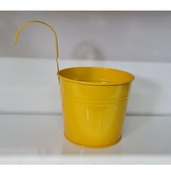 Feronya Metal Kulplu Balkon Saksısı Kova Sarı