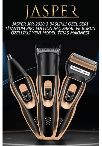 Jasper 2020 Saç Sakal 3 Başlıklı Kuru Kablosuz Tıraş Makinesi
