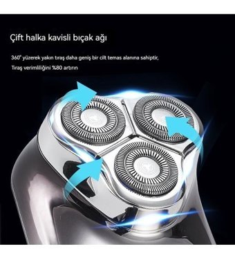 Oloey 3 Başlıklı Islak Kablosuz Tıraş Makinesi