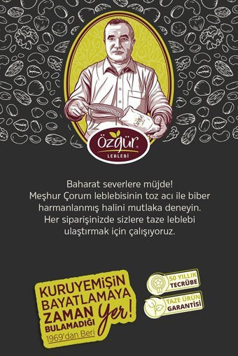 Özgür Leblebi Denizli Kavrulmuş Tuzsuz Acılı Beyaz Leblebi 500 gr