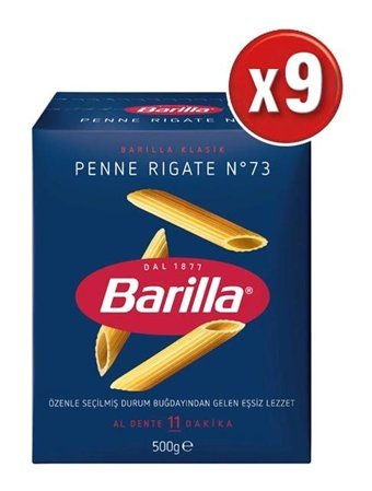 Barilla Penne Rigate Makarna 9x500 gr