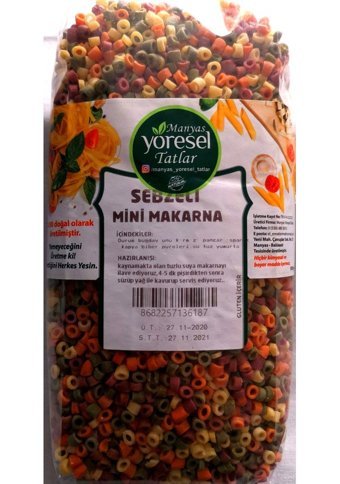 Manyas Yöresel Tatlar Karışık Sebzeli Mini Makarna 500 gr