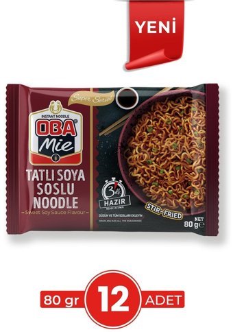 Oba Mie Tatlı Soya Soslu Noodle 12x80 gr