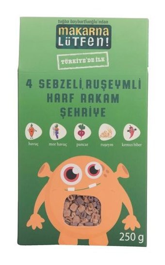 Makarna Lütfen! Dört Sebzeli Ruşeym Unlu Bebek Harf Rakam Şehriye 250 gr