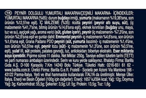 Barilla Formaggi Üç Peynirli Dolgu Tortelloni Makarna 4x250 gr