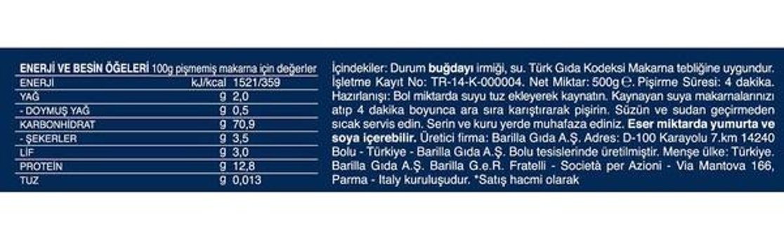 Barilla Spaghetti Makarna 3x500 gr