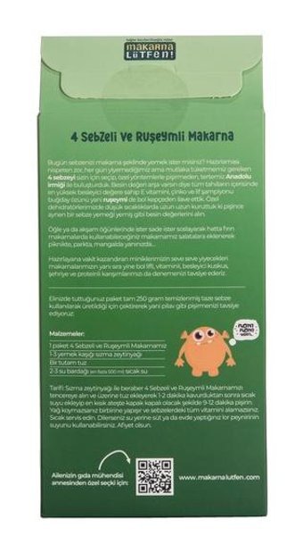 Makarna Lütfen! Dört Sebzeli Ruşeym Unlu Bebek Makarna 250 gr