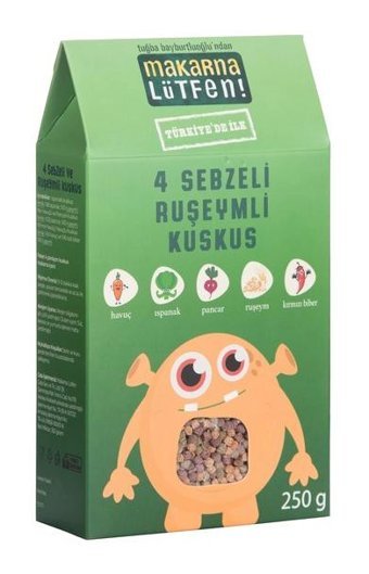 Makarna Lütfen! Dört Sebzeli Ruşeym Unlu Bebek Kuskus Makarna 250 gr