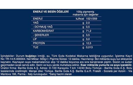 Barilla Kesme Makarna 5x500 gr