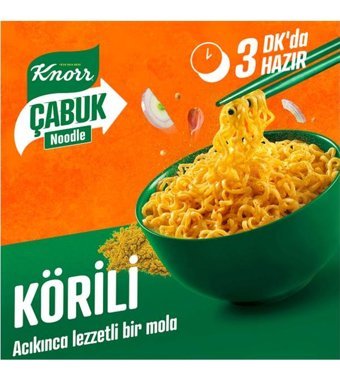 Knorr Çabuk Bardak Köri Çeşnili Noodle 8x66 gr