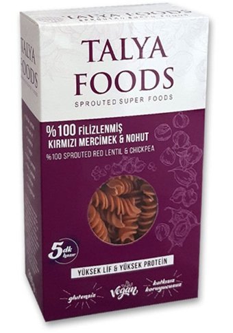 Talya Foods Filizlenmiş Kırmızı Mercimekli Nohutlu Burgu Makarna 200 gr