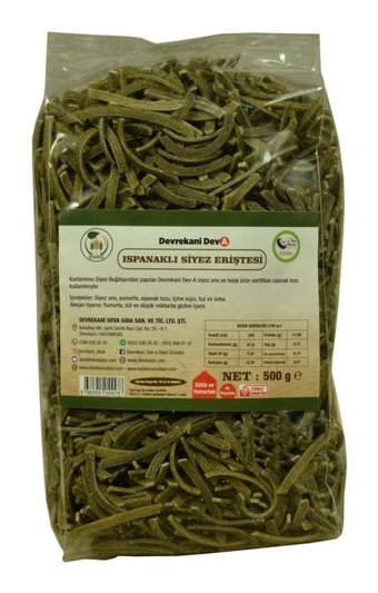 Devrekani Deva Gıda Ispanaklı Siyez Unlu Erişte 500 gr