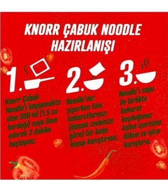 Knorr Çabuk Bardak Acılı Domates Çeşnili Noodle 8x67 gr