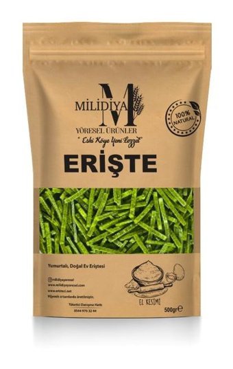 Milidiya Yöresel Ürünler Ispanaklı Erişte 500 gr