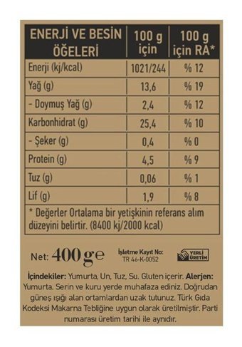 Akalp Çiftliği Ev Tipi Sebzeli Erişte 400 gr