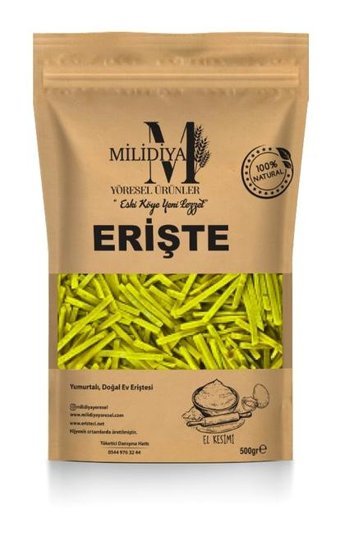 Milidiya Yöresel Ürünler Zerdeçallı Erişte 500 gr