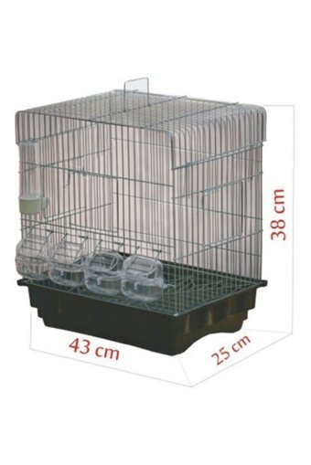 Canser PRA-420854-798068 Ayaklı Kare Krom Kanarya Kafesi Siyah - Sarı